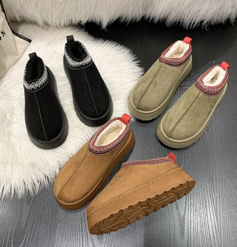 Fleece Lined Platform Slippers