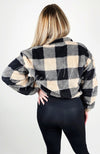 Cropped Fleece Plaid Jacket