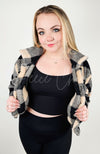 Cropped Fleece Plaid Jacket