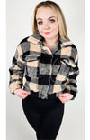 Cropped Fleece Plaid Jacket