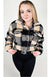 Cropped Fleece Plaid Jacket