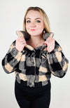 Cropped Fleece Plaid Jacket
