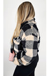 Cropped Fleece Plaid Jacket