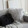 Mongolian sheep pillow covers that are gray and black by Fleece Chic.