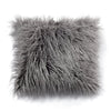 A gray Mongolian sheep pillow cover on a plain white background by Fleece Chic.