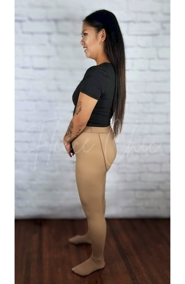 The Original Fleece Tights™ - Tan Pantyhose