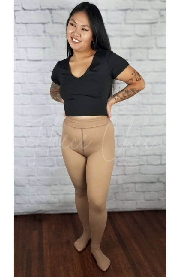 The Original Fleece Tights™ - Tan Pantyhose
