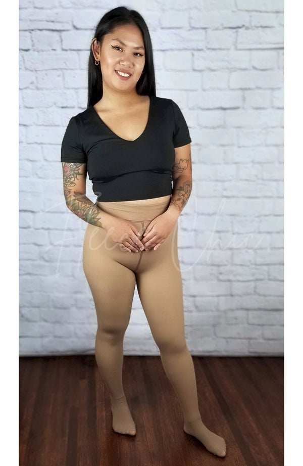 The Original Fleece Tights™ - Tan Pantyhose