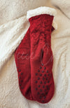 Red grip socks with a white sherpa lining - Fleece Chic