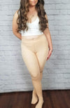 Fleece lined tights in beige nude color with plush lining - Fleece Chic