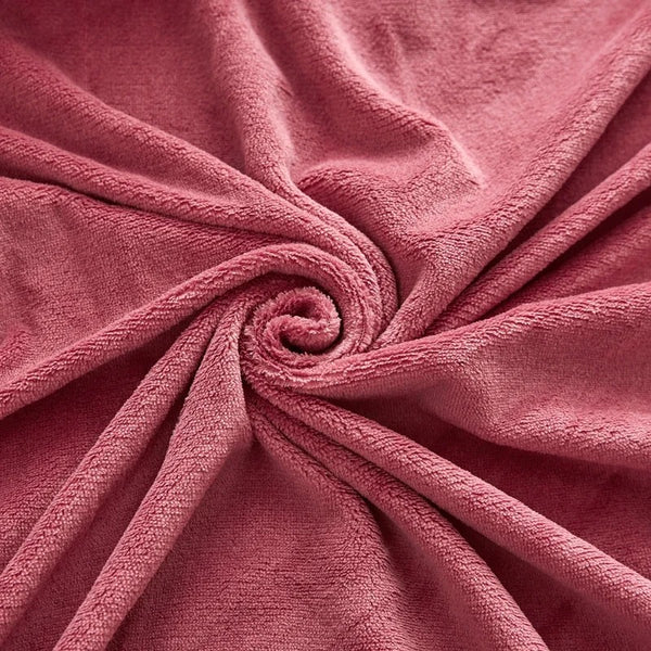 Rose colored fleece sheets are shown in close-up detail - Fleece Chic