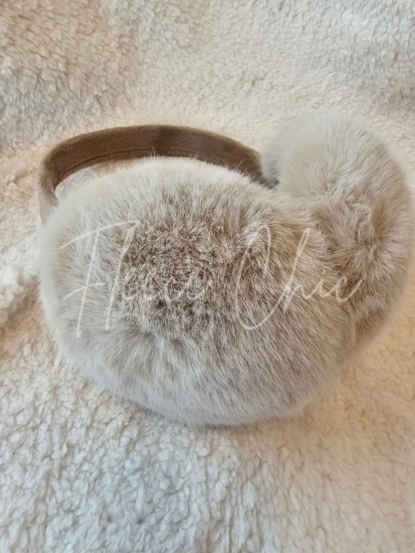 Fur Earmuffs that are light brown by Fleece Chic.