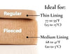 The two thicknesses of Fleece Chic's Tan Pantyhose are displayed along with their recommended temperatures for wearing.