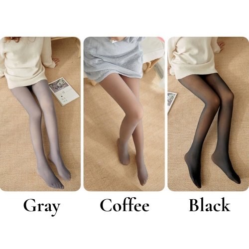 Our thermal tights with fleece lining come in Ash Gray, Brown, and Black - Fleece Chic