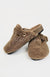 Mule slides that are brown with a faux shearling exterior - Fleece Chic
