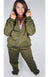 An olive green cute tracksuit is worn by a model as a set - Fleece Chic
