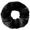 A black fuzzy scrunchie by Fleece Chic.