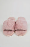 Pink fuzzy slides by Fleece Chic