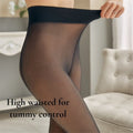 Fleece lined sheer tights offer high waist stomach control - Fleece Chic