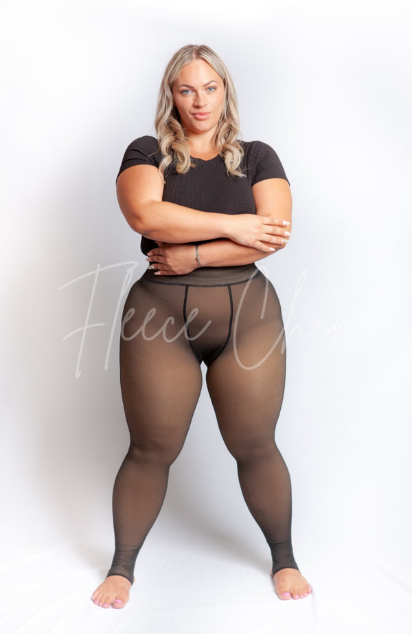 DYXIA Plus Size Women Fleece Lined Tights, Fake Translucent
