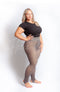 Comfy tights that fit tall women are gray in the stirrup style - Fleece Chic