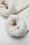 Quarter socks that are beige with a fluffy interior are rolled partly inside out - Fleece Chic
