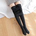 Footed tights in black with fleece lining - Fleece Chic