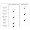 Table with sizing and checkmarks indicating compatibility for scrunchie watch strap by Fleece Chic.
