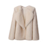 The front of a fox fur coat that is yellow is displayed with a white background - Fleece Chic