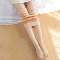Footed tights in beige nude color with fleece lining - Fleece Chic