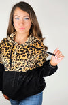 Plush Drawstring Leopard Hoodie