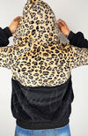 Plush Drawstring Leopard Hoodie