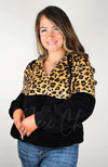 Plush Drawstring Leopard Hoodie