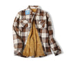 Sherpa lined flannel in coffee and cream colors - Fleece Chic