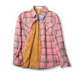 A pink and blue long sleeve flannel that is for sale - Fleece Chic